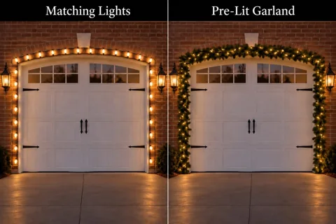 Garage Door Outline Lights — illustrative holiday lighting design