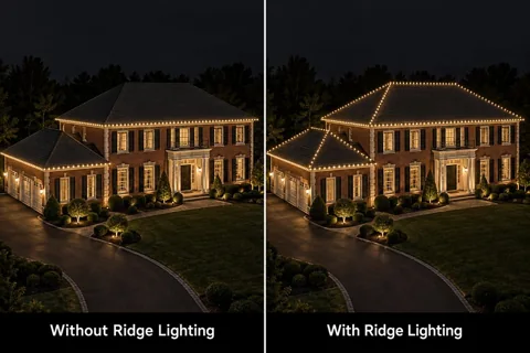 Roof Ridges & Roof Hips — illustrative holiday lighting design